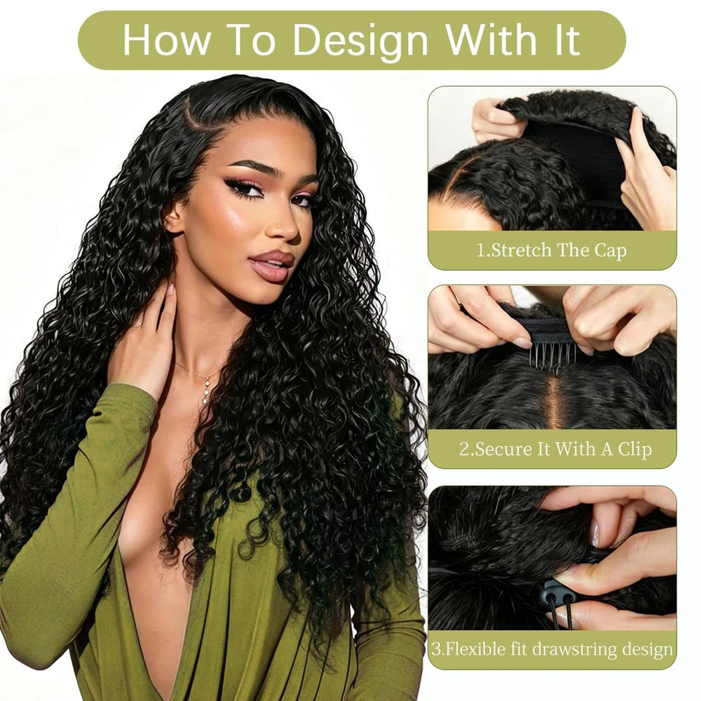 Deep Wave Human Hair Half Wig
