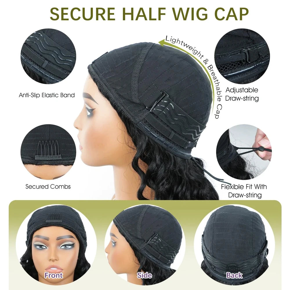 Deep Wave Human Hair Half Wig