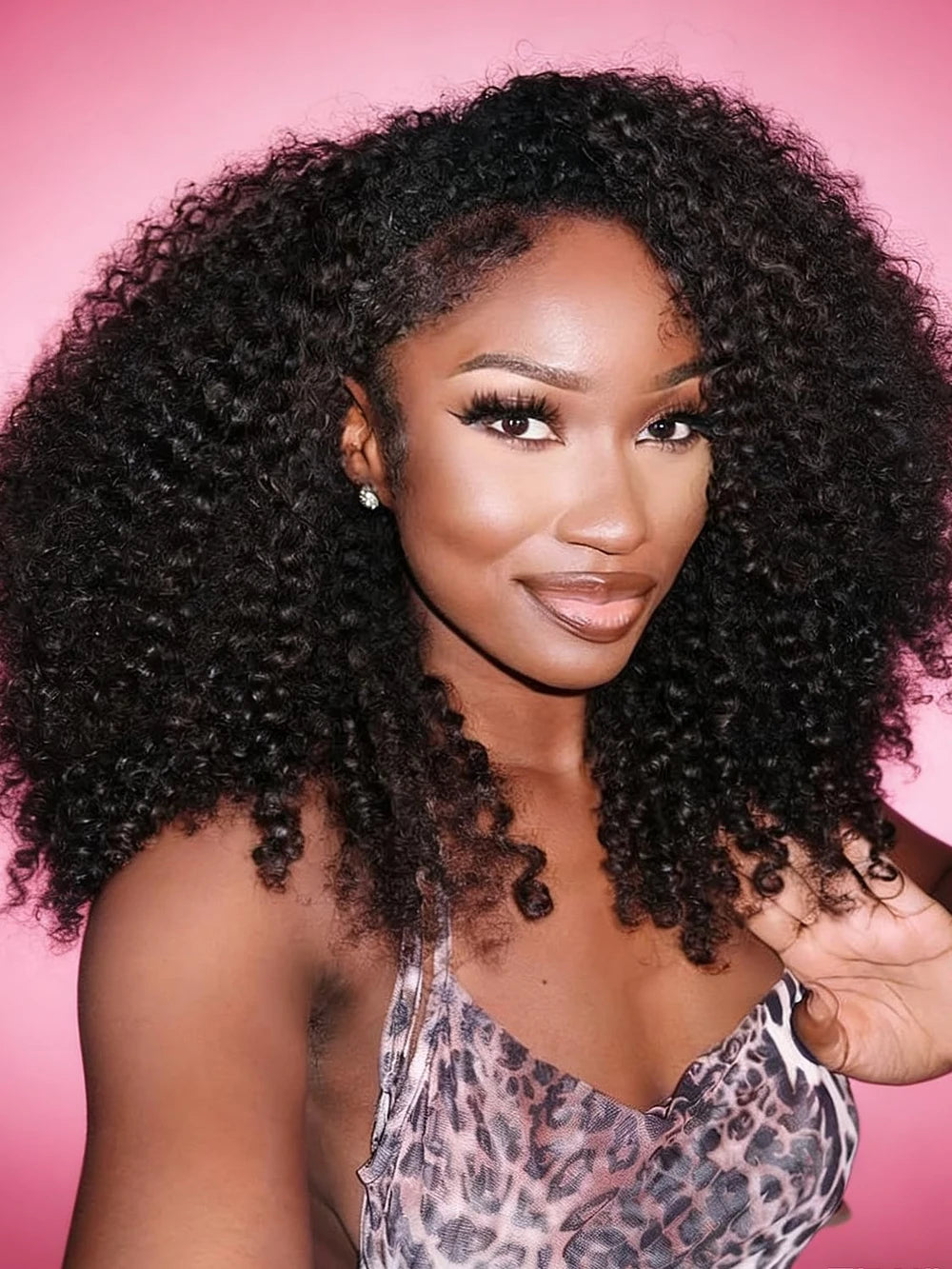 Kinky Curly Human Hair Half Wig