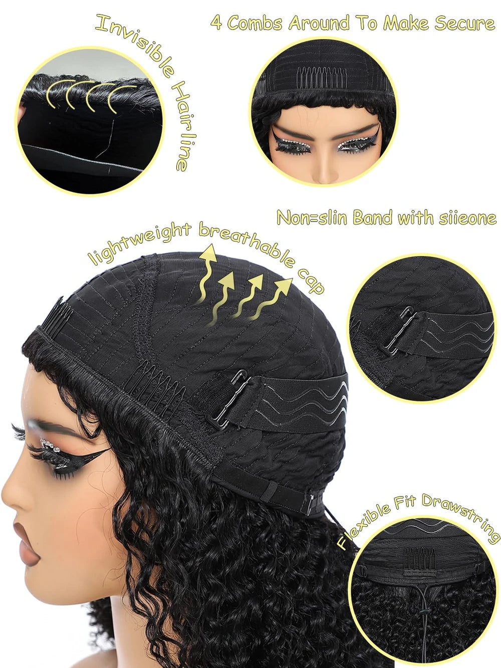 Kinky Curly Human Hair Half Wig