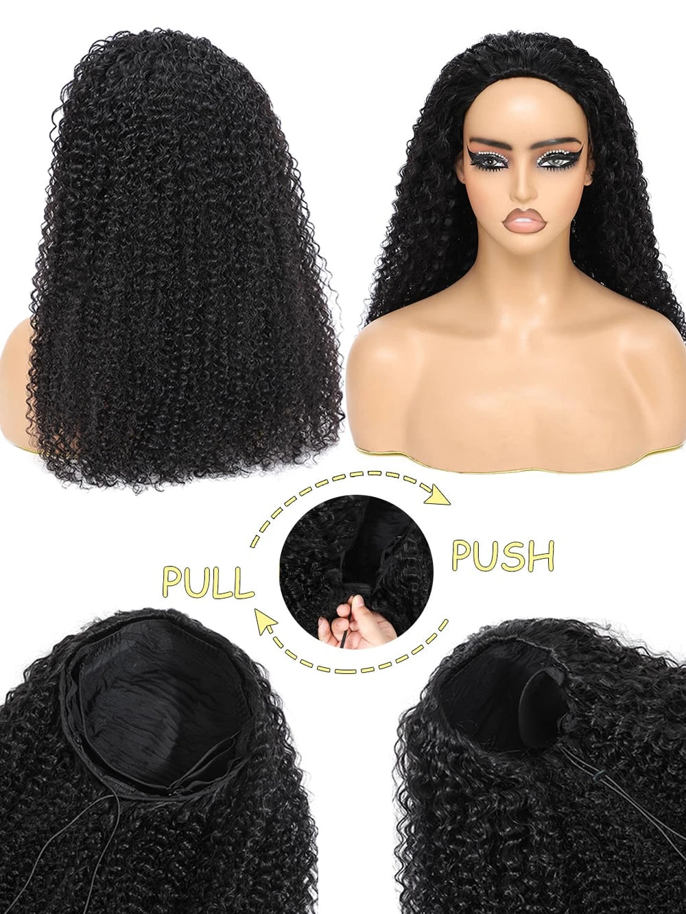 Kinky Curly Human Hair Half Wig