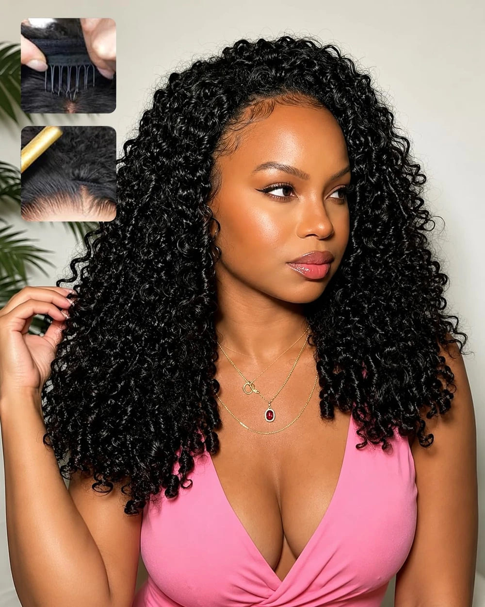 Burmese Curly Human Hair Half Wig 180 Density