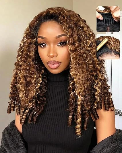 Burmese Curly Human Hair Half Wig 180 Density