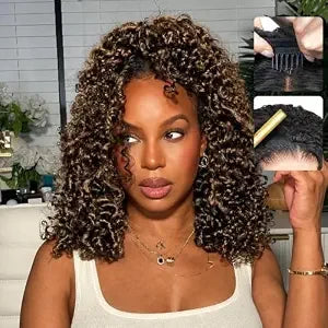 Burmese Curly Human Hair Half Wig 180 Density