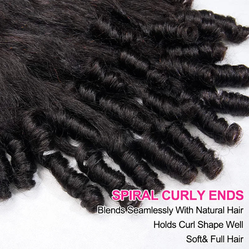 Kinky Straight Burmese Curly Half Wig Human Hair Human Hair Ready to Wear 3 IN 1 Half Wig Drawstring Burmese Glueless Half Wig