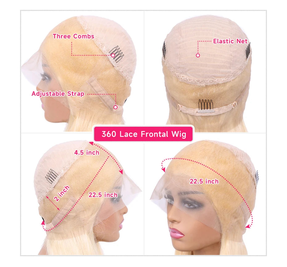 13x4 13x6 360 HD Transparent 613 Lace Frontal Wig Honey Blonde Color Brazilian Raw Body Wave Lace Front Human Hair Wig For Women