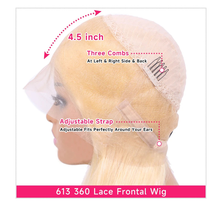 13x4 13x6 360 HD Transparent 613 Lace Frontal Wig Honey Blonde Color Brazilian Raw Body Wave Lace Front Human Hair Wig For Women