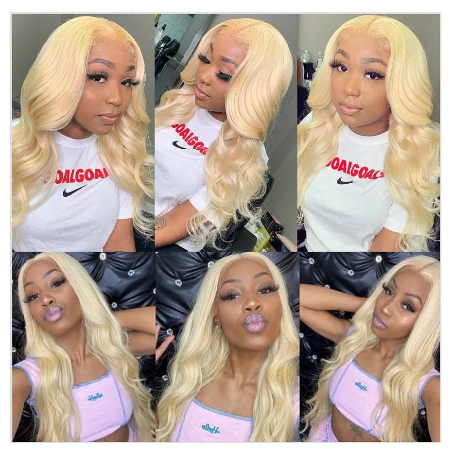 13x4 13x6 360 HD Transparent 613 Lace Frontal Wig Honey Blonde Color Brazilian Raw Body Wave Lace Front Human Hair Wig For Women