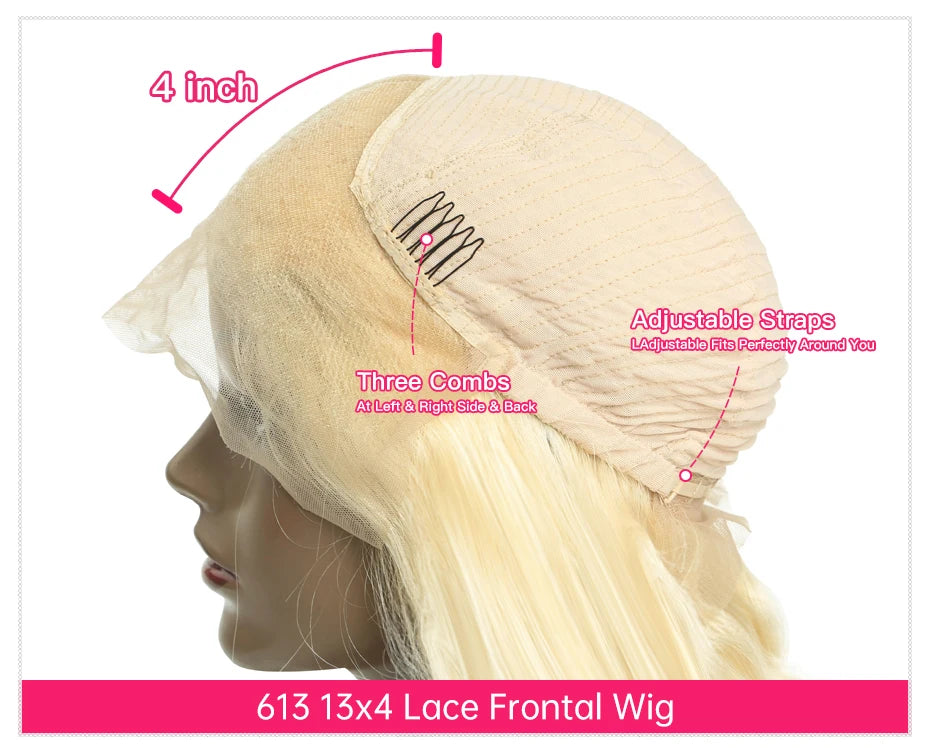 13x4 13x6 360 HD Transparent 613 Lace Frontal Wig Honey Blonde Color Brazilian Raw Body Wave Lace Front Human Hair Wig For Women