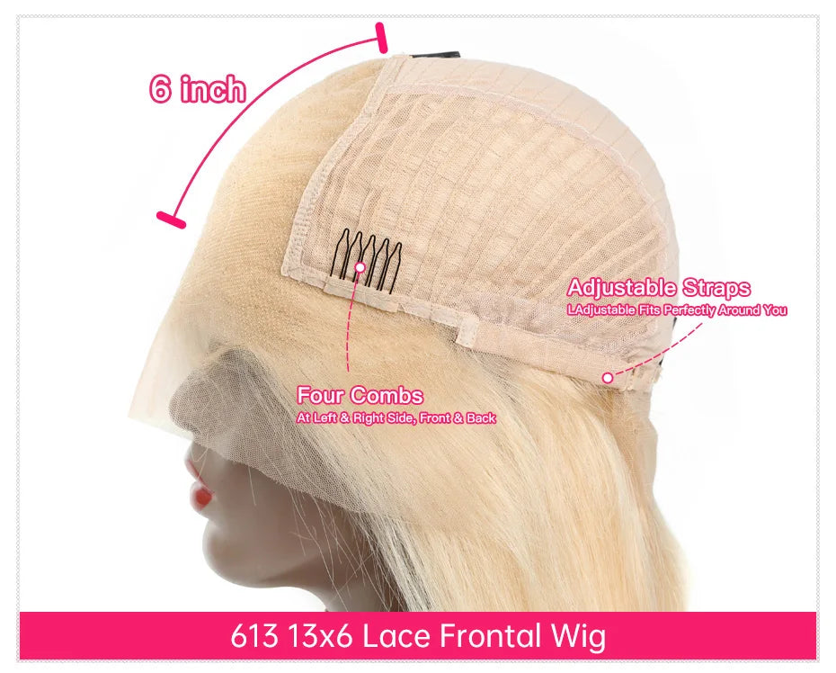 13x4 13x6 360 HD Transparent 613 Lace Frontal Wig Honey Blonde Color Brazilian Raw Body Wave Lace Front Human Hair Wig For Women