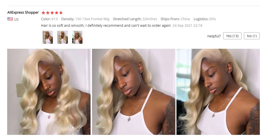 13x4 13x6 360 HD Transparent 613 Lace Frontal Wig Honey Blonde Color Brazilian Raw Body Wave Lace Front Human Hair Wig For Women