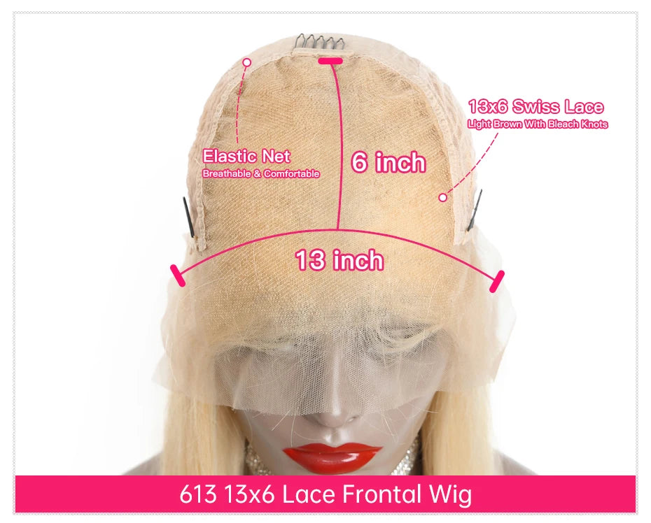 13x4 13x6 360 HD Transparent 613 Lace Frontal Wig Honey Blonde Color Brazilian Raw Body Wave Lace Front Human Hair Wig For Women