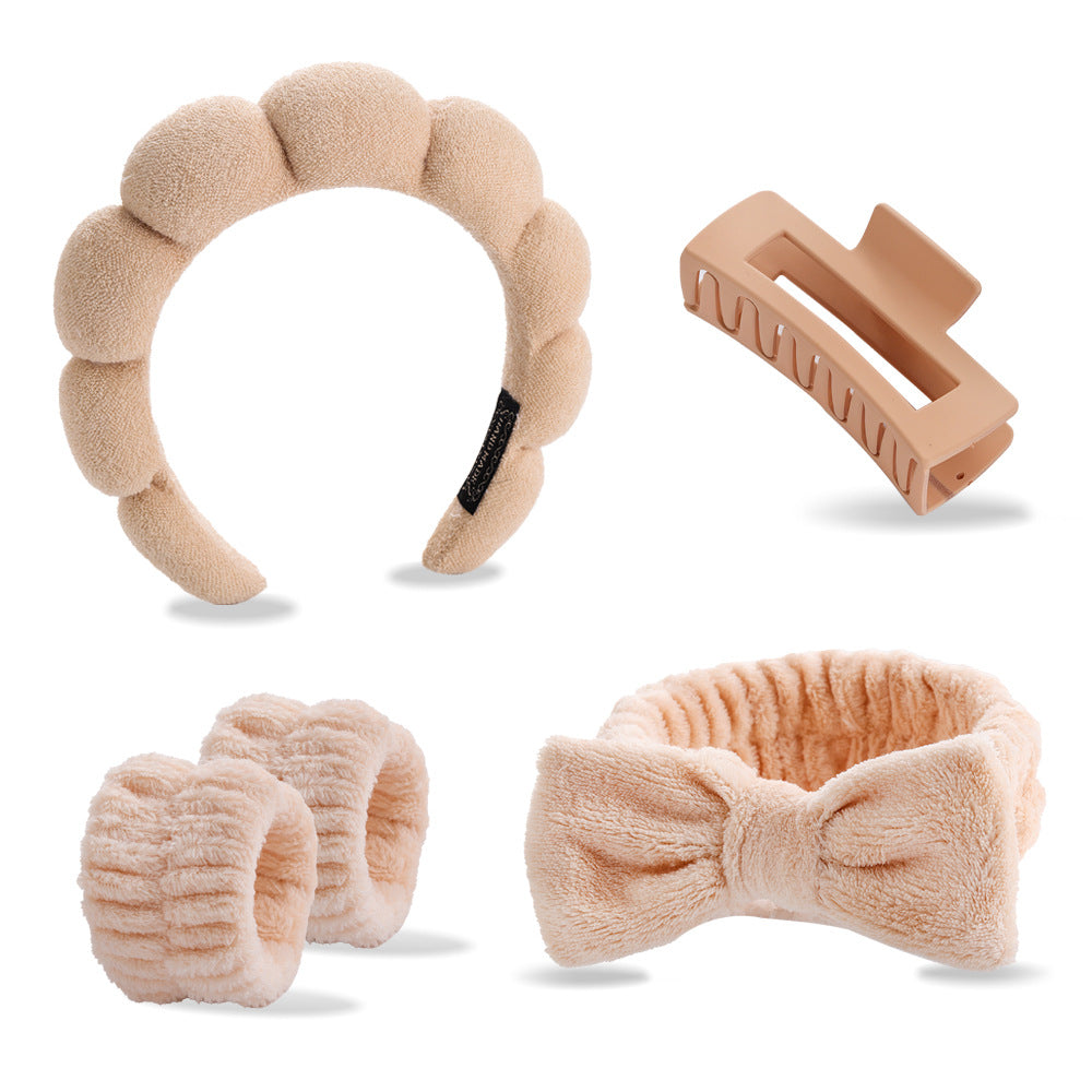 Face Wash Hair Band Five suit Sponge Twist High Cranial Top Head Band Wrist Band Hair Band