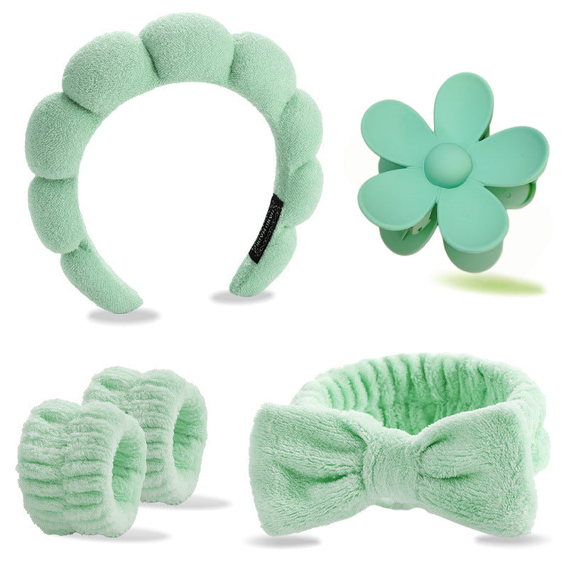 Face Wash Hair Band Five suit Sponge Twist High Cranial Top Head Band Wrist Band Hair Band