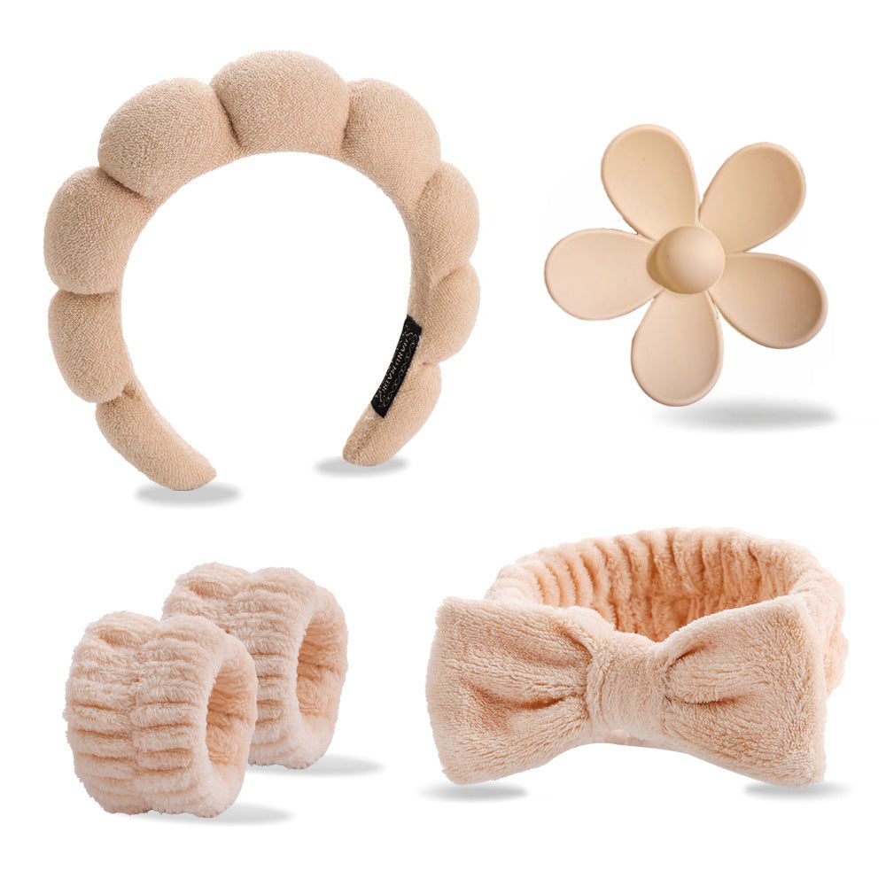 Face Wash Hair Band Five suit Sponge Twist High Cranial Top Head Band Wrist Band Hair Band