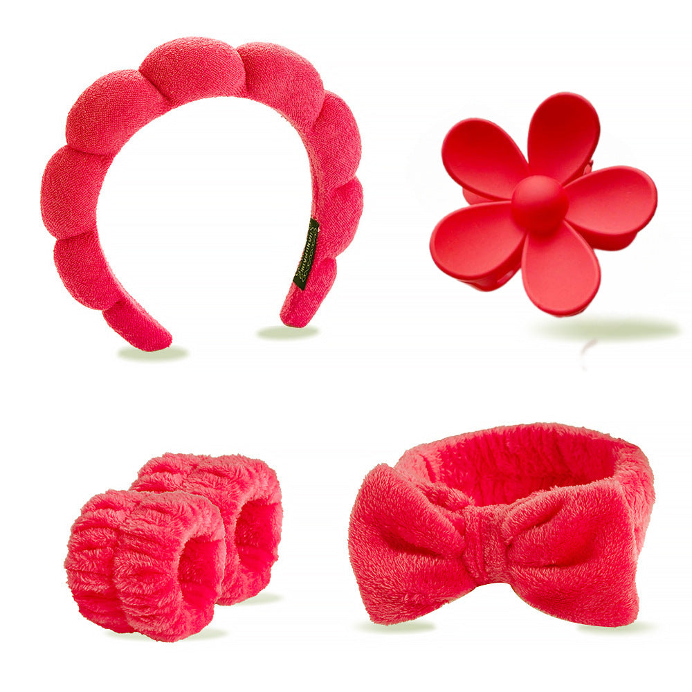 Face Wash Hair Band Five suit Sponge Twist High Cranial Top Head Band Wrist Band Hair Band