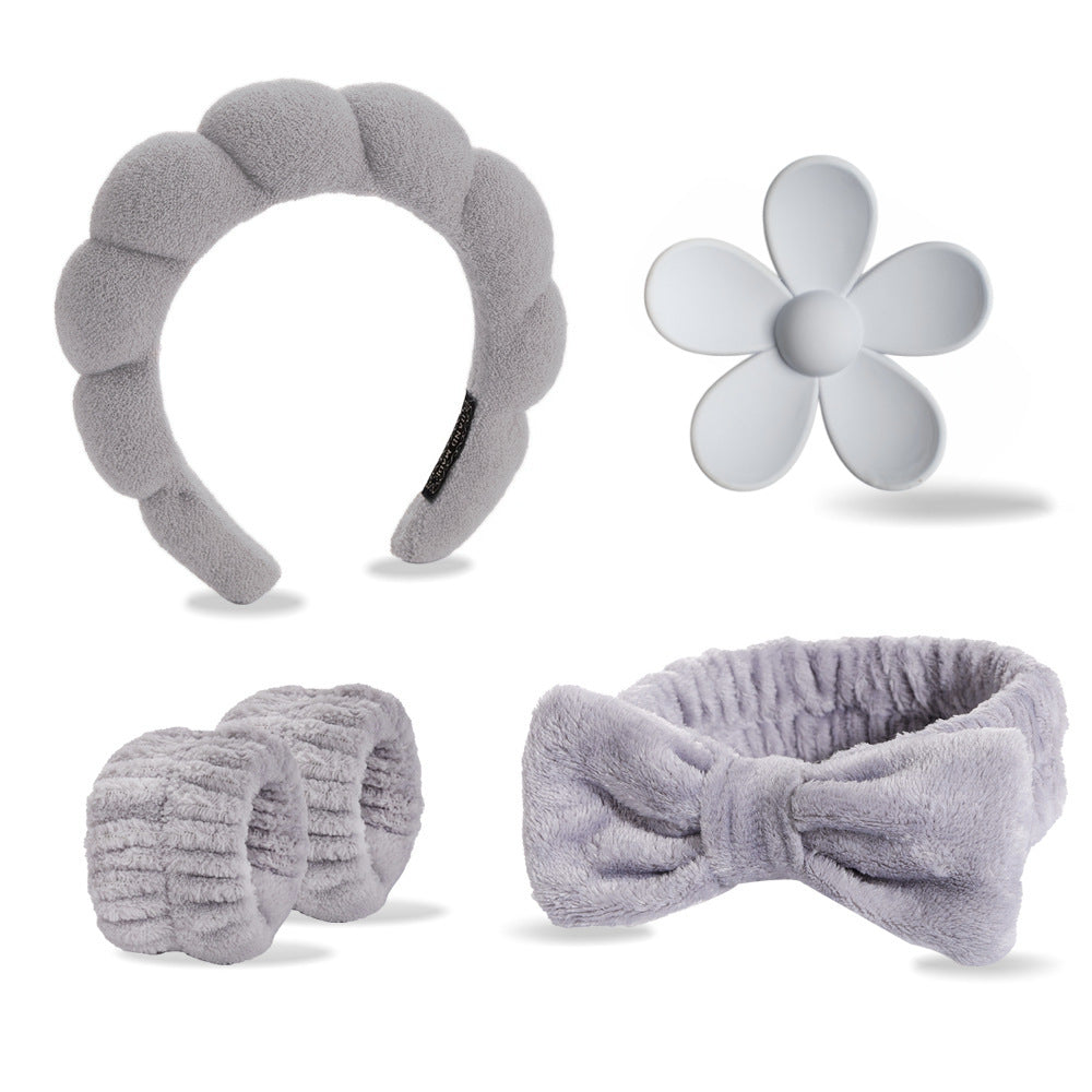 Face Wash Hair Band Five suit Sponge Twist High Cranial Top Head Band Wrist Band Hair Band
