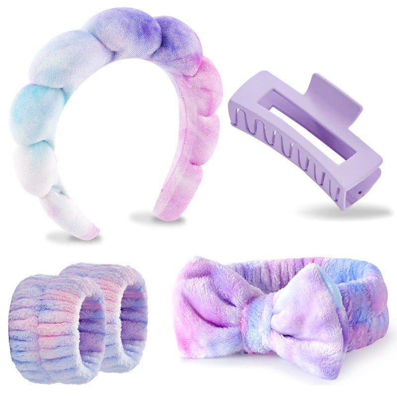 Face Wash Hair Band Five suit Sponge Twist High Cranial Top Head Band Wrist Band Hair Band