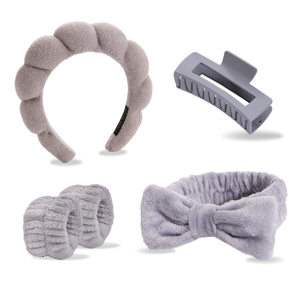 Face Wash Hair Band Five suit Sponge Twist High Cranial Top Head Band Wrist Band Hair Band