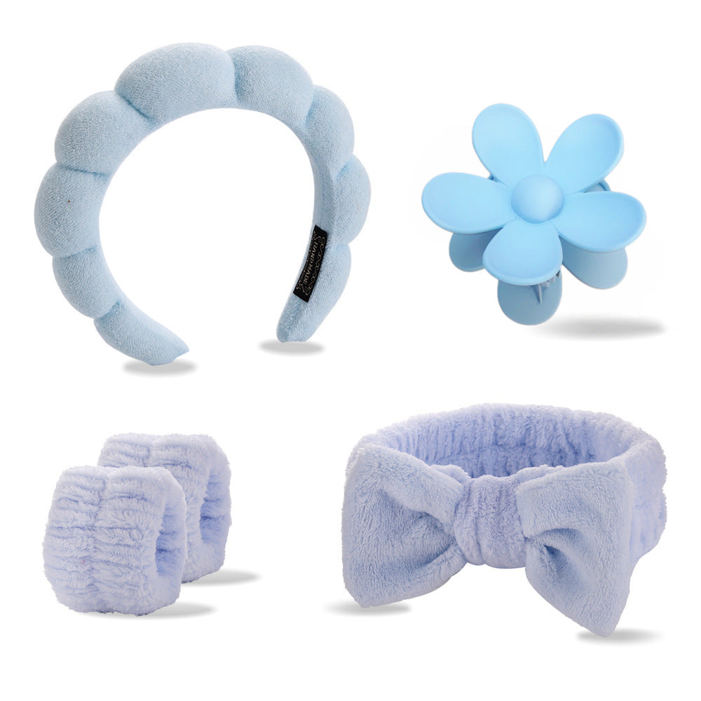 Face Wash Hair Band Five suit Sponge Twist High Cranial Top Head Band Wrist Band Hair Band