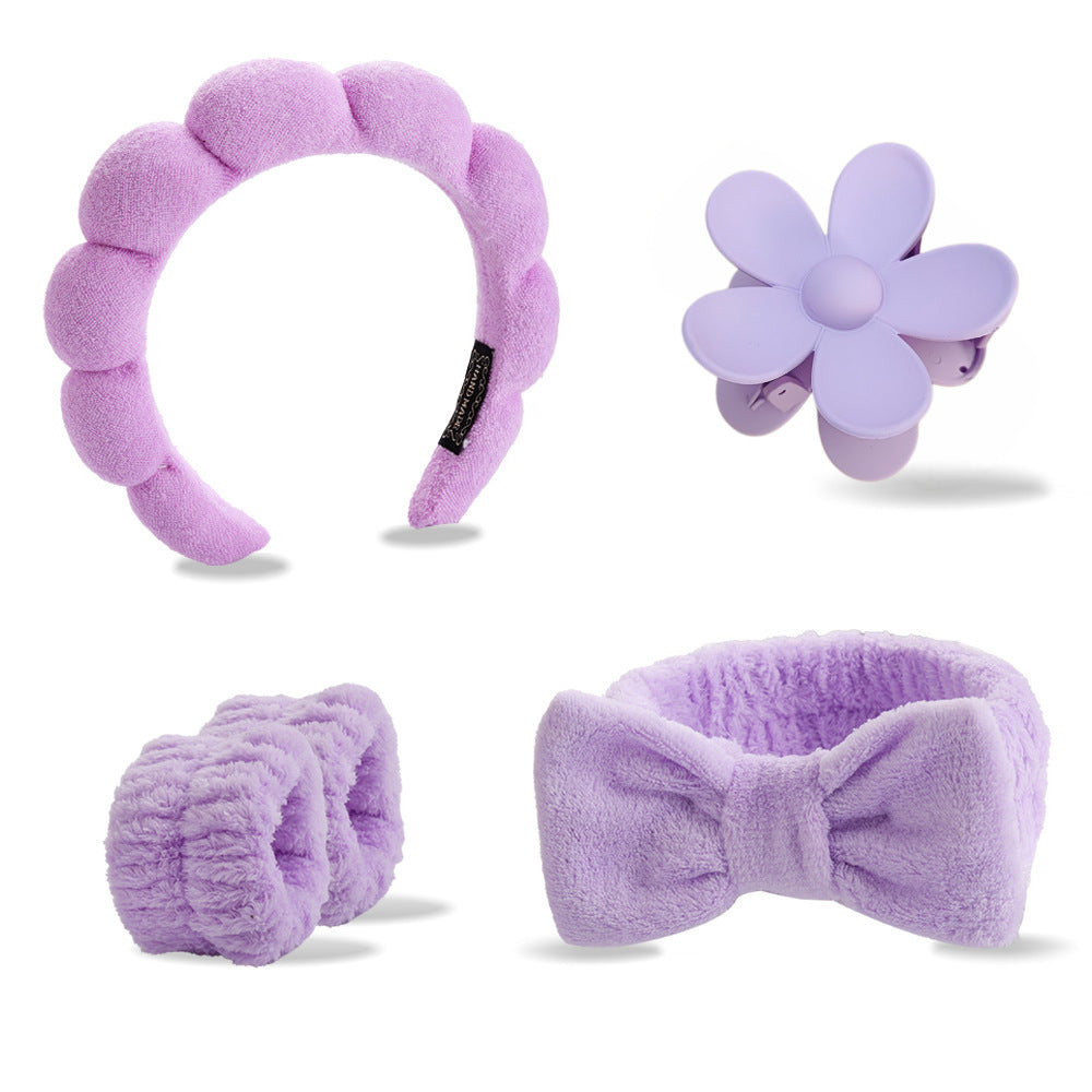 Face Wash Hair Band Five suit Sponge Twist High Cranial Top Head Band Wrist Band Hair Band