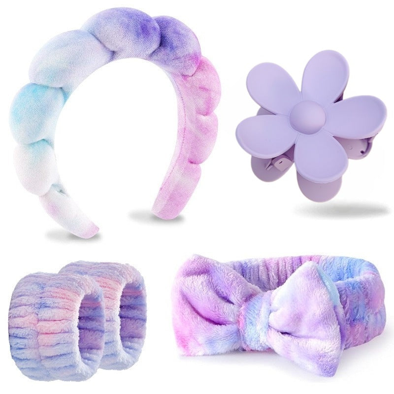 Face Wash Hair Band Five suit Sponge Twist High Cranial Top Head Band Wrist Band Hair Band
