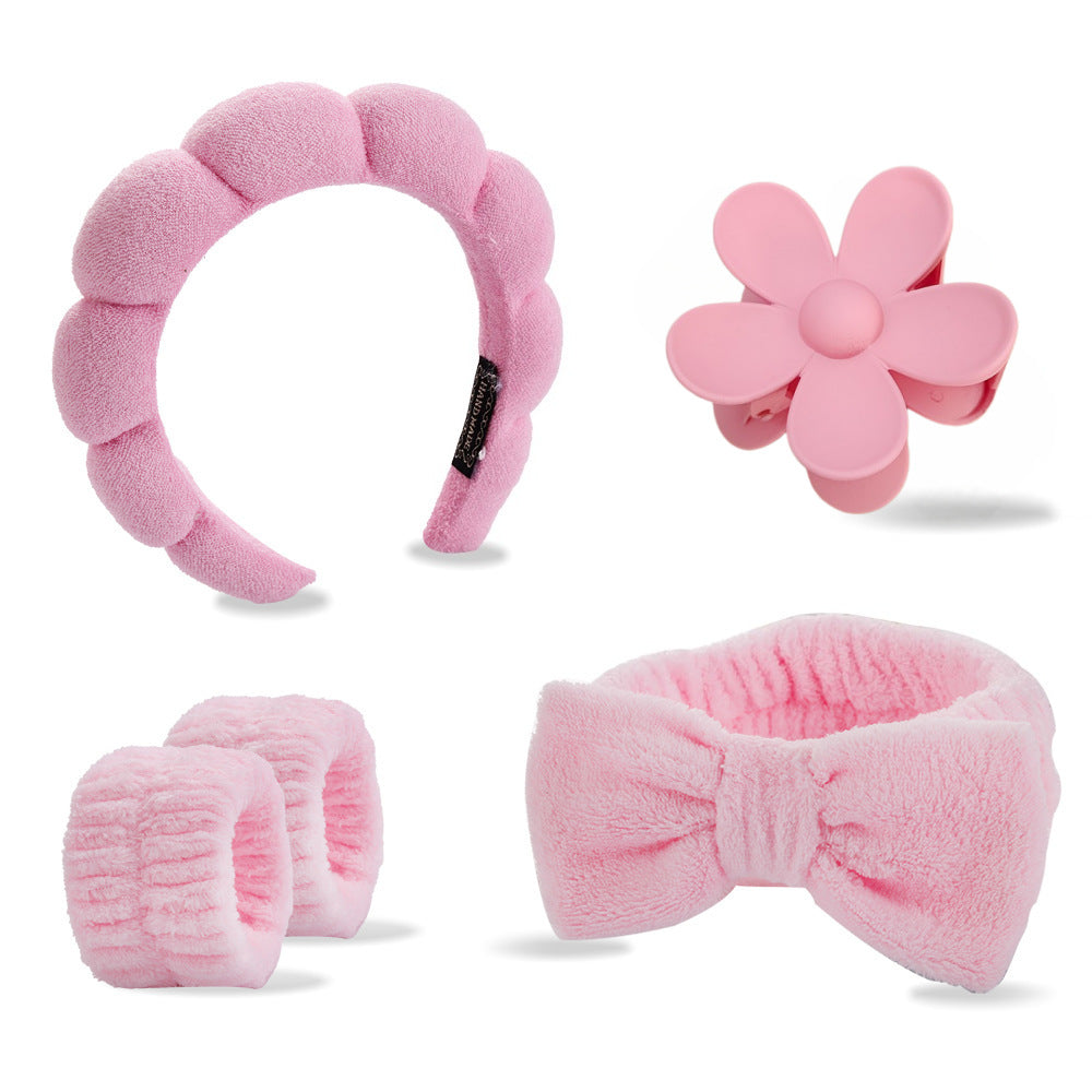 Face Wash Hair Band Five suit Sponge Twist High Cranial Top Head Band Wrist Band Hair Band