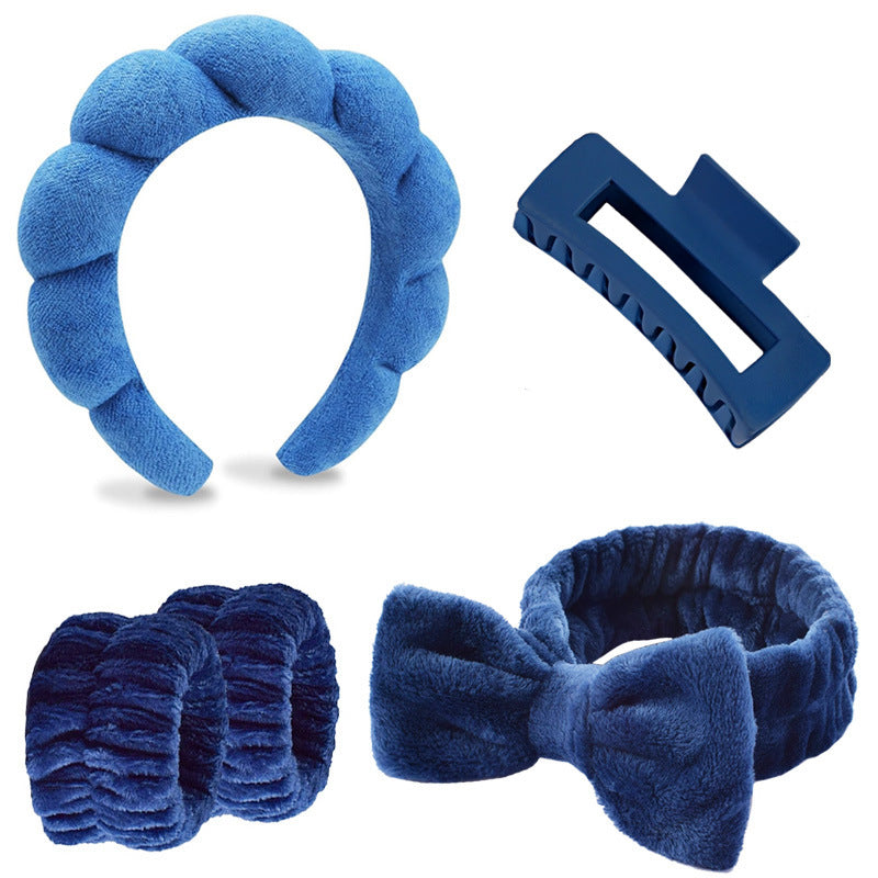 Face Wash Hair Band Five suit Sponge Twist High Cranial Top Head Band Wrist Band Hair Band