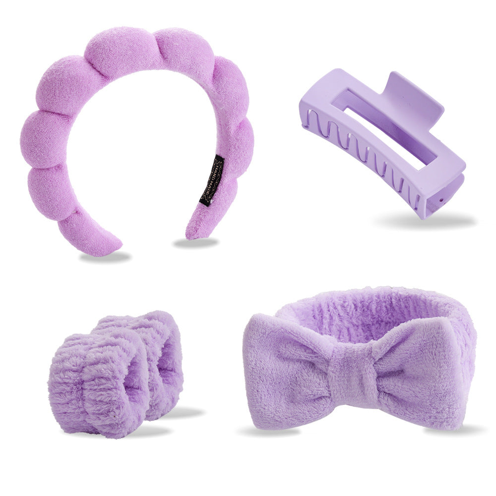 Face Wash Hair Band Five suit Sponge Twist High Cranial Top Head Band Wrist Band Hair Band