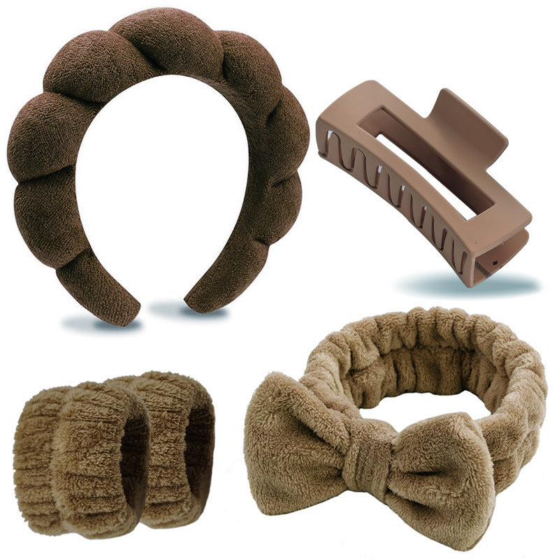 Face Wash Hair Band Five suit Sponge Twist High Cranial Top Head Band Wrist Band Hair Band