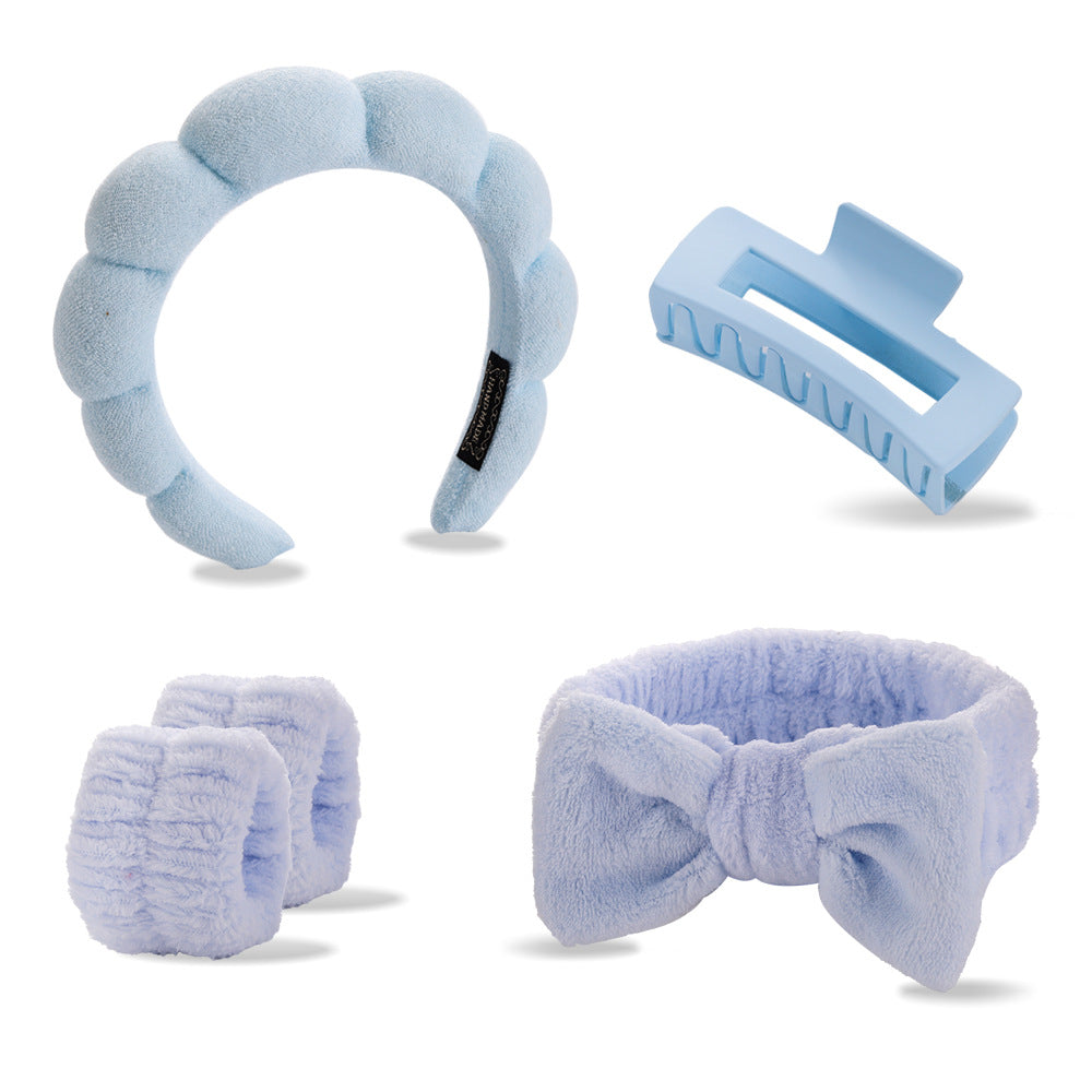 Face Wash Hair Band Five suit Sponge Twist High Cranial Top Head Band Wrist Band Hair Band
