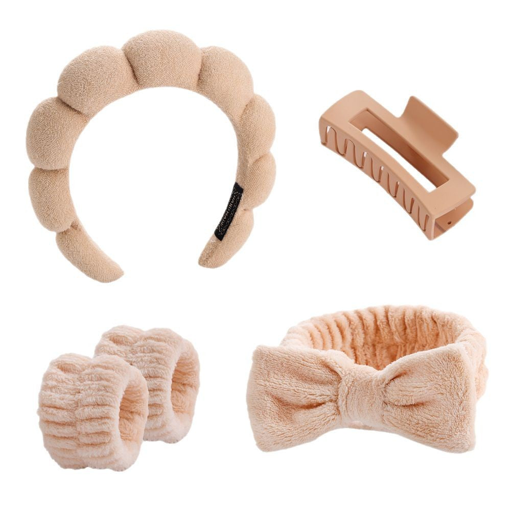 Face Wash Hair Band Five suit Sponge Twist High Cranial Top Head Band Wrist Band Hair Band