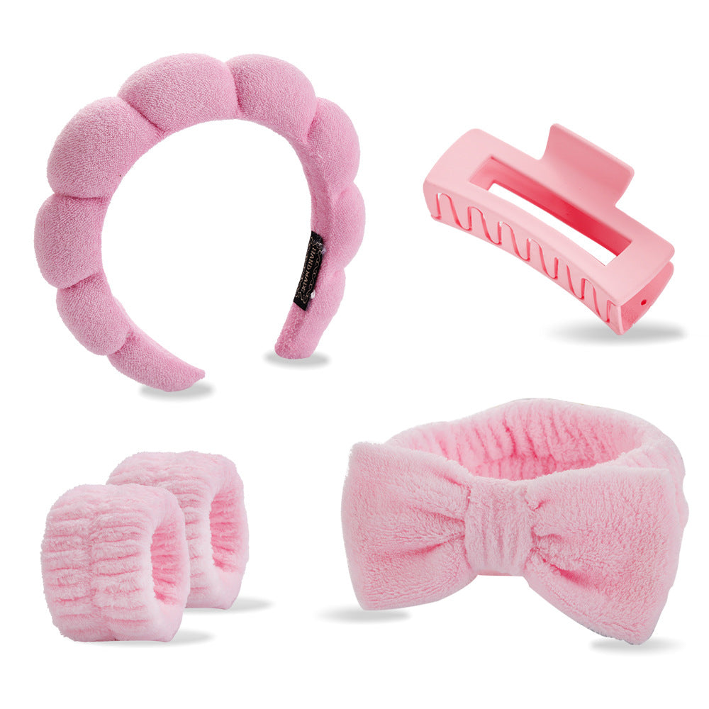 Face Wash Hair Band Five suit Sponge Twist High Cranial Top Head Band Wrist Band Hair Band