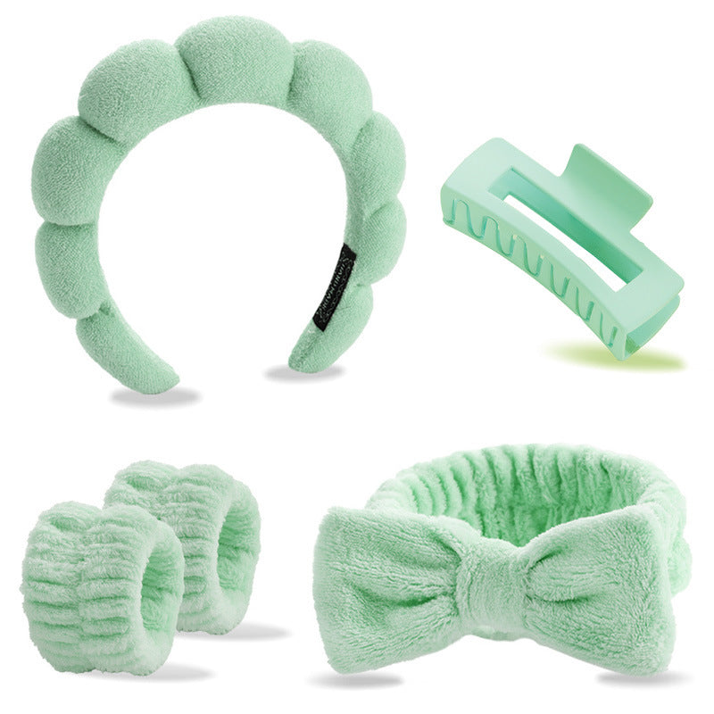 Face Wash Hair Band Five suit Sponge Twist High Cranial Top Head Band Wrist Band Hair Band