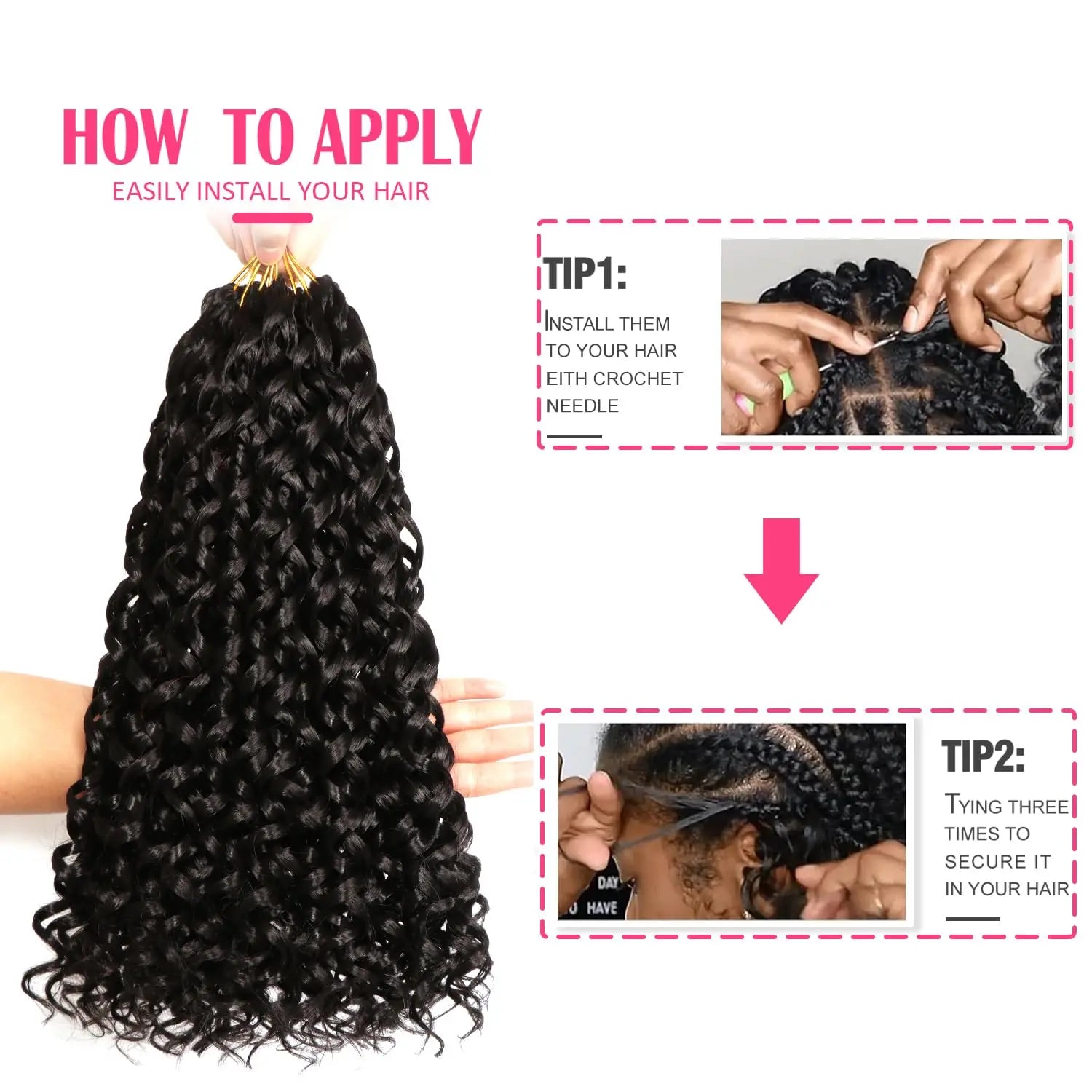 GoGo Curl Crochet Hair for Black Women Short Beach Curl Bohemian Crochet Braids Natural Black Deep Wave Synthetic Hair