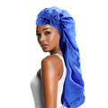 Solid Color Bowknot Braid Bonnet Classic Long Satin Bonnets Soft Sleeping Night Cap Breathable Hair Bonnets For Women Daily Use