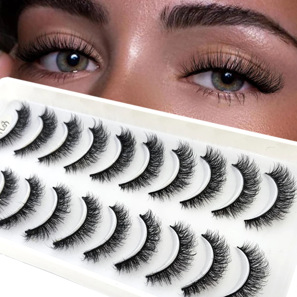 HBZGTLAD 10 pairs of natural fake eyelashes 3D artificial mink eyelashes soft eyelashes extended fake eyelashes long mink eyelas