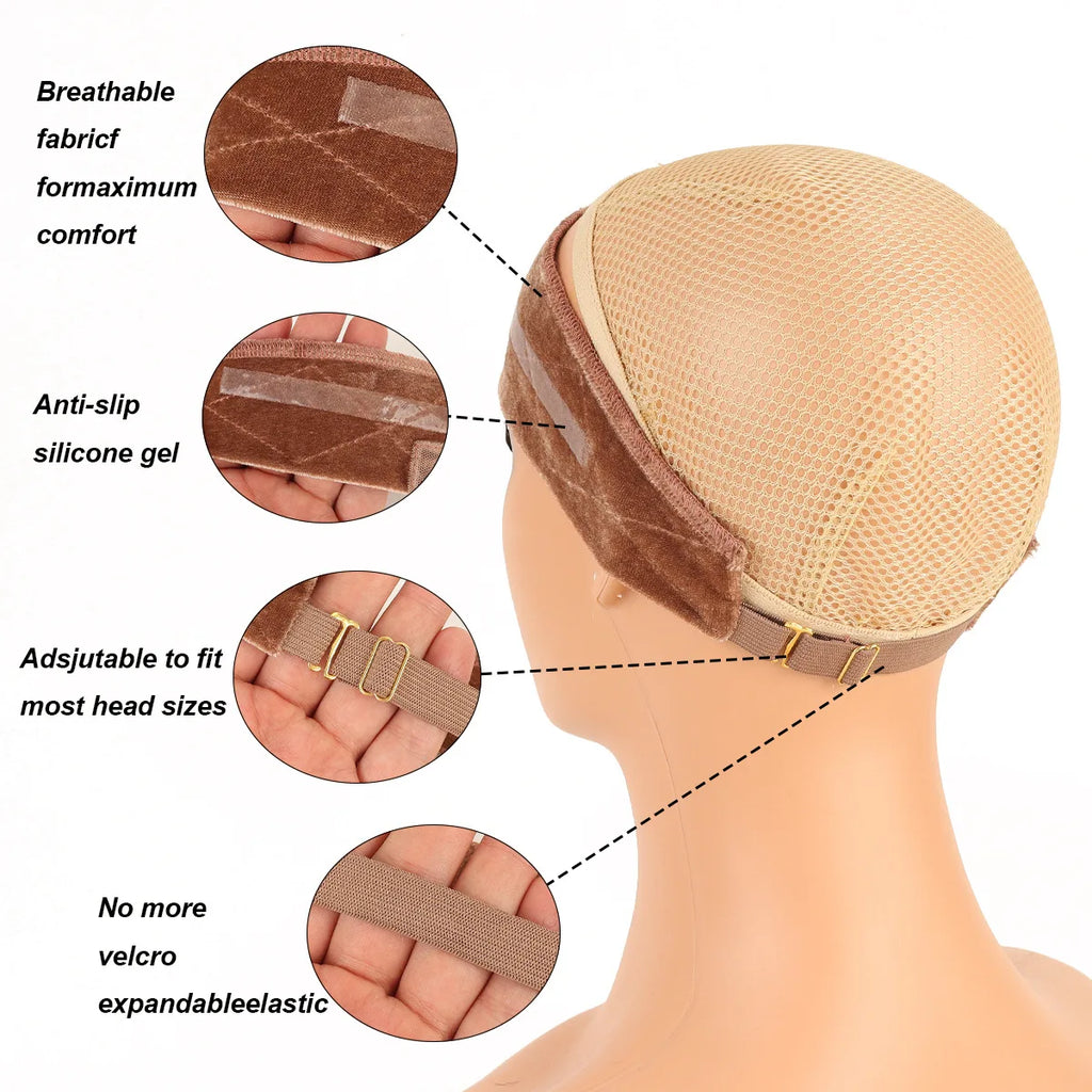 Wig Grip Headband For Lace Frontal Wigs Adjustable Invisible Wig Hair Band Nude Non-Slip Velvet Wig Band To Hold Wigs