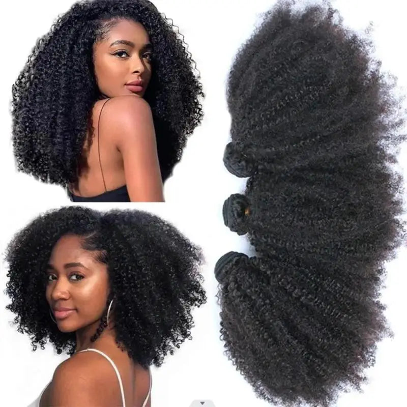 Afro Kinky Curly Human Hair Bundles Extensions 100g/PC Indian Remy Hair Natural Color Double Weft 1/3/5Pcs Set Full End