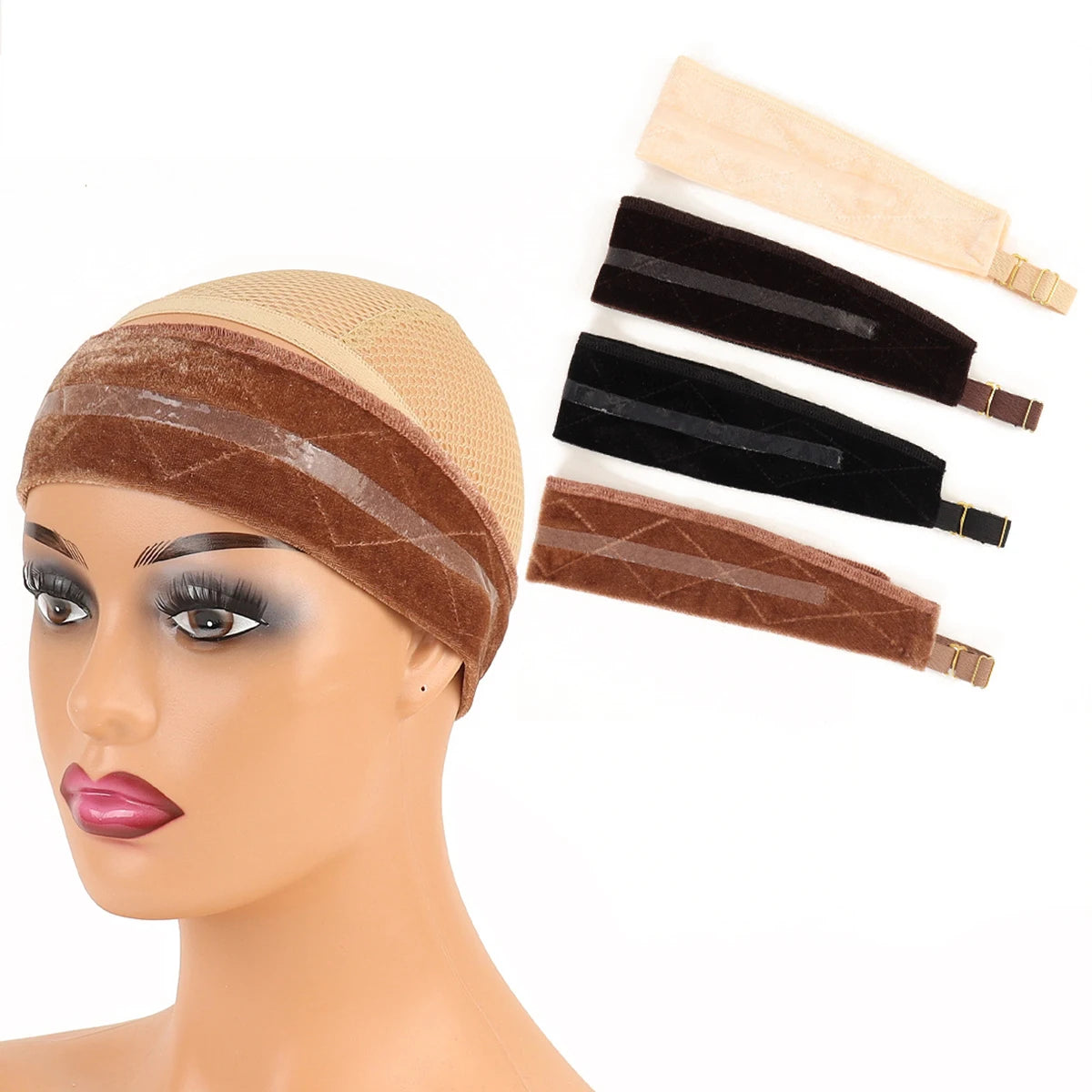 Wig Grip Headband For Lace Frontal Wigs Adjustable Invisible Wig Hair Band Nude Non-Slip Velvet Wig Band To Hold Wigs