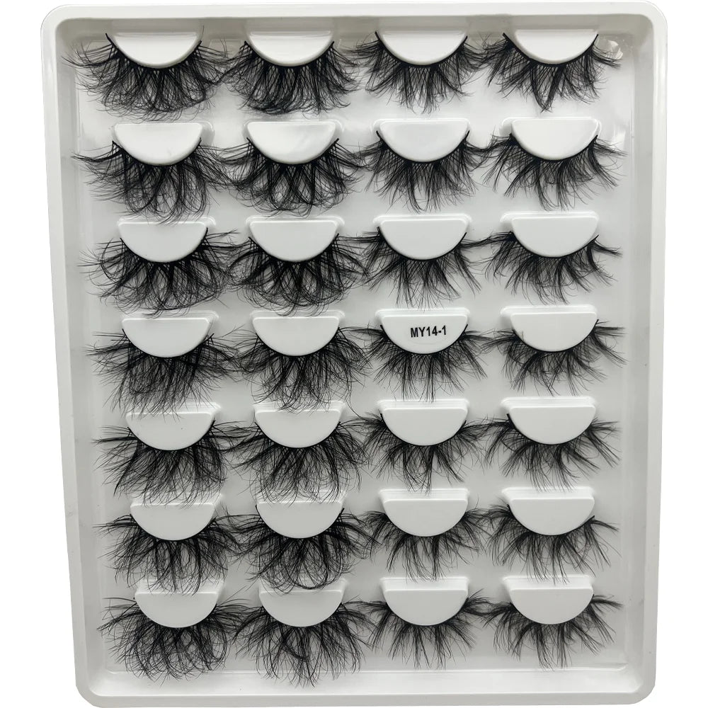 14 pairs of luxurious, voluminous false lashes - thick, natural-looking synthetic mink lashes, reusable for a perfect makeup loo