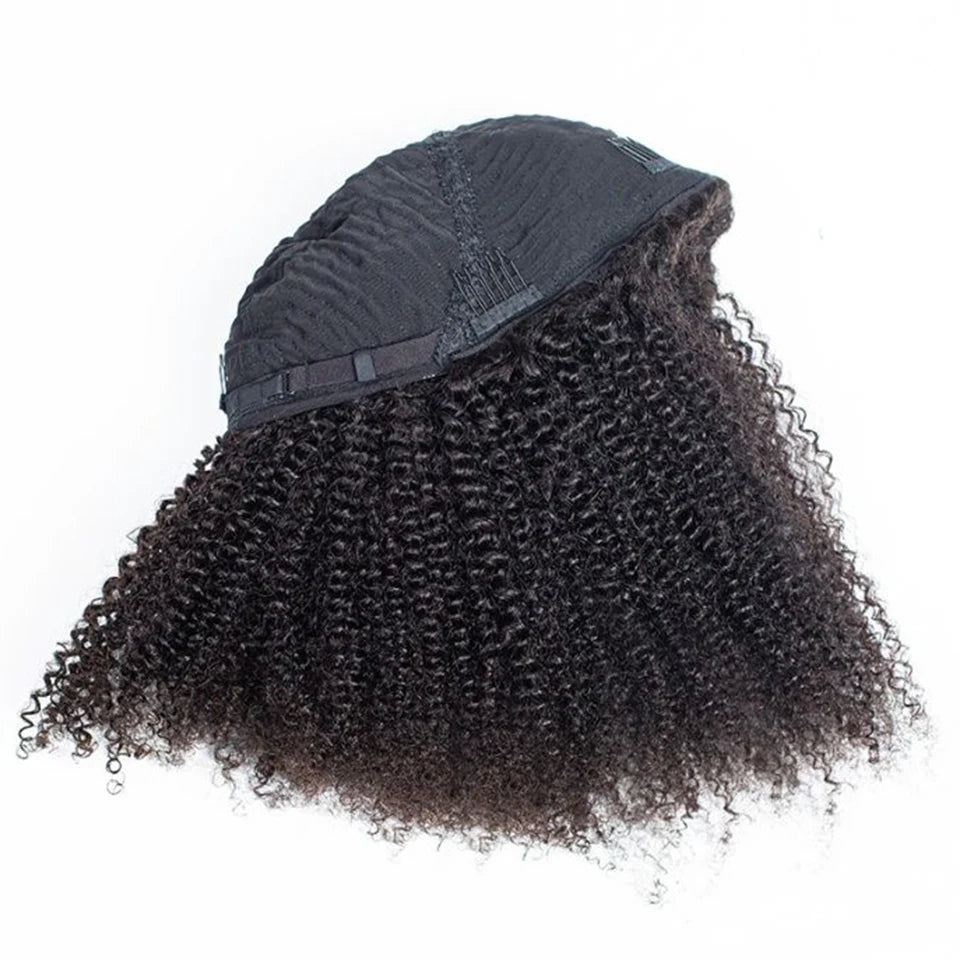 250% 3 In 1 Half Wig Human Hair Water Wave Half Wig Drawstring  Deep Curly  Glueless Curly Flip Over Wig Beginner Friendly