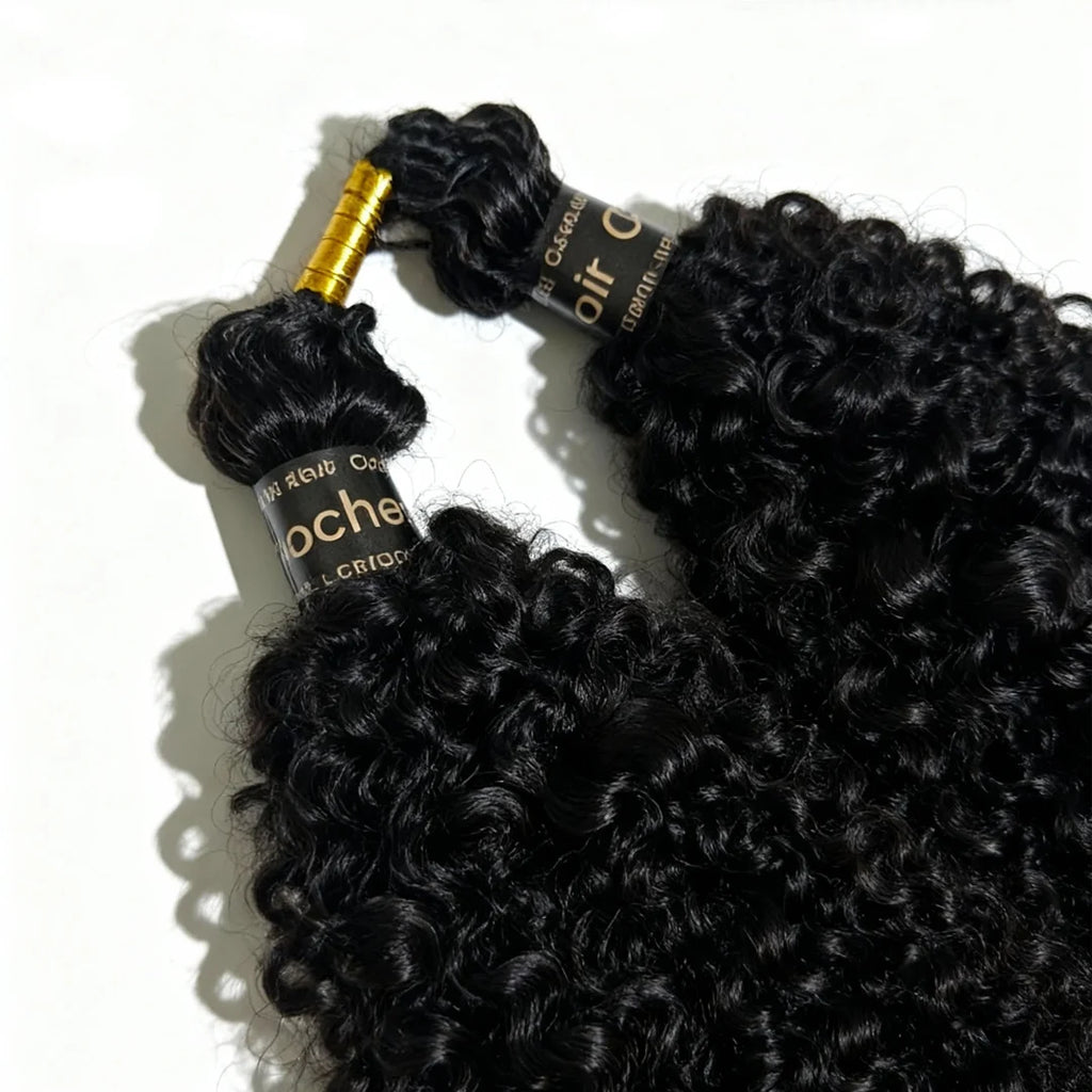 Afro Kinky Curly Human Hair Extensions Crochet Hair Knotless Pre-Separated Feather Crochet Human Hair Extensions Natural Color