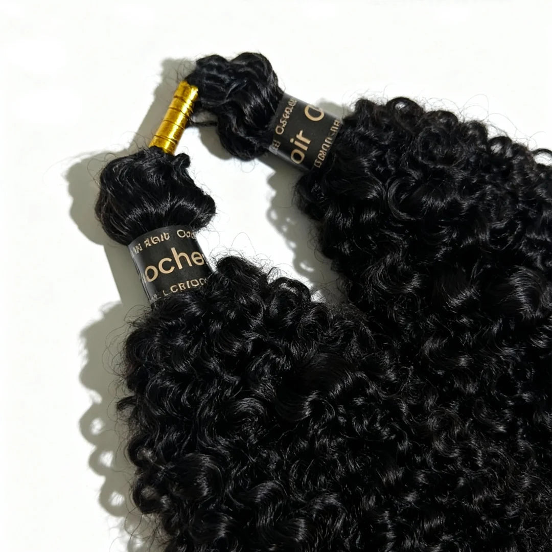 Afro Kinky Curly Human Hair Extensions Crochet Hair Knotless Pre-Separated Feather Crochet Human Hair Extensions Natural Color