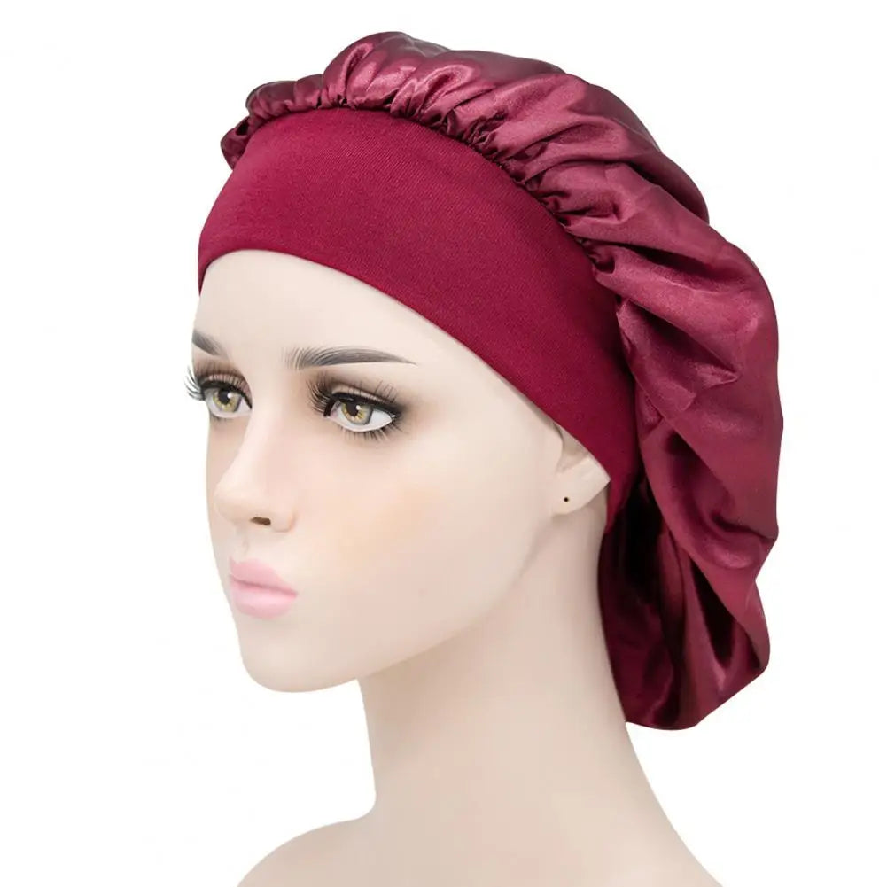 Sleep Hat Satin Bonnet Silk Bonnet Sleeping Hair Bonnet With Tie Band Bonnets Solid Color Stretch Bonnets Shower Cap Hair Hat