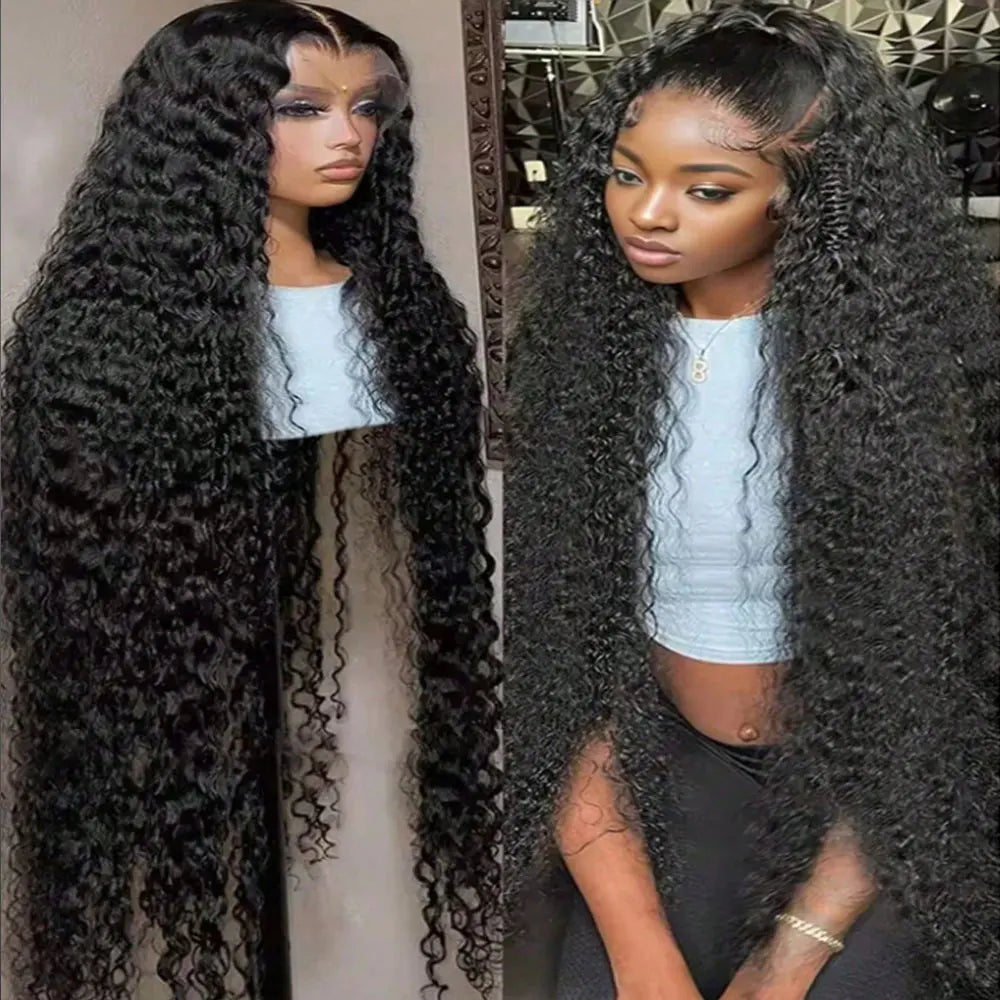 13x6 Glueless 250 Density Brazilian Deep Wave Curly HD Lace Frontal Human Hair Wig For Women Preplucked Best Hair Water Wig