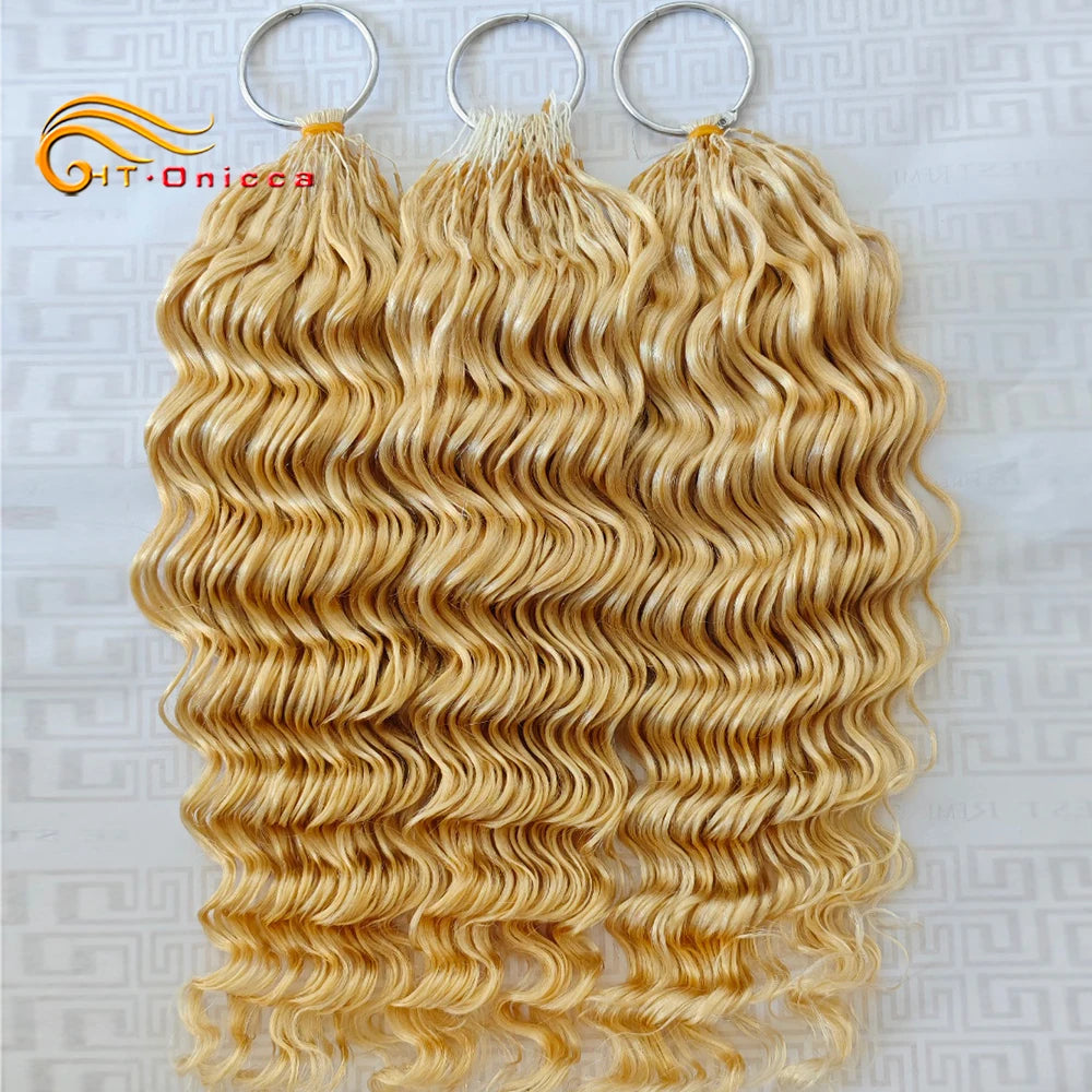 613 Feather Crochet Braids Boho Human Hair For Braiding Deep Wave Pre-Separated Miracle Knots Crochet 100% Human Hair Extensions