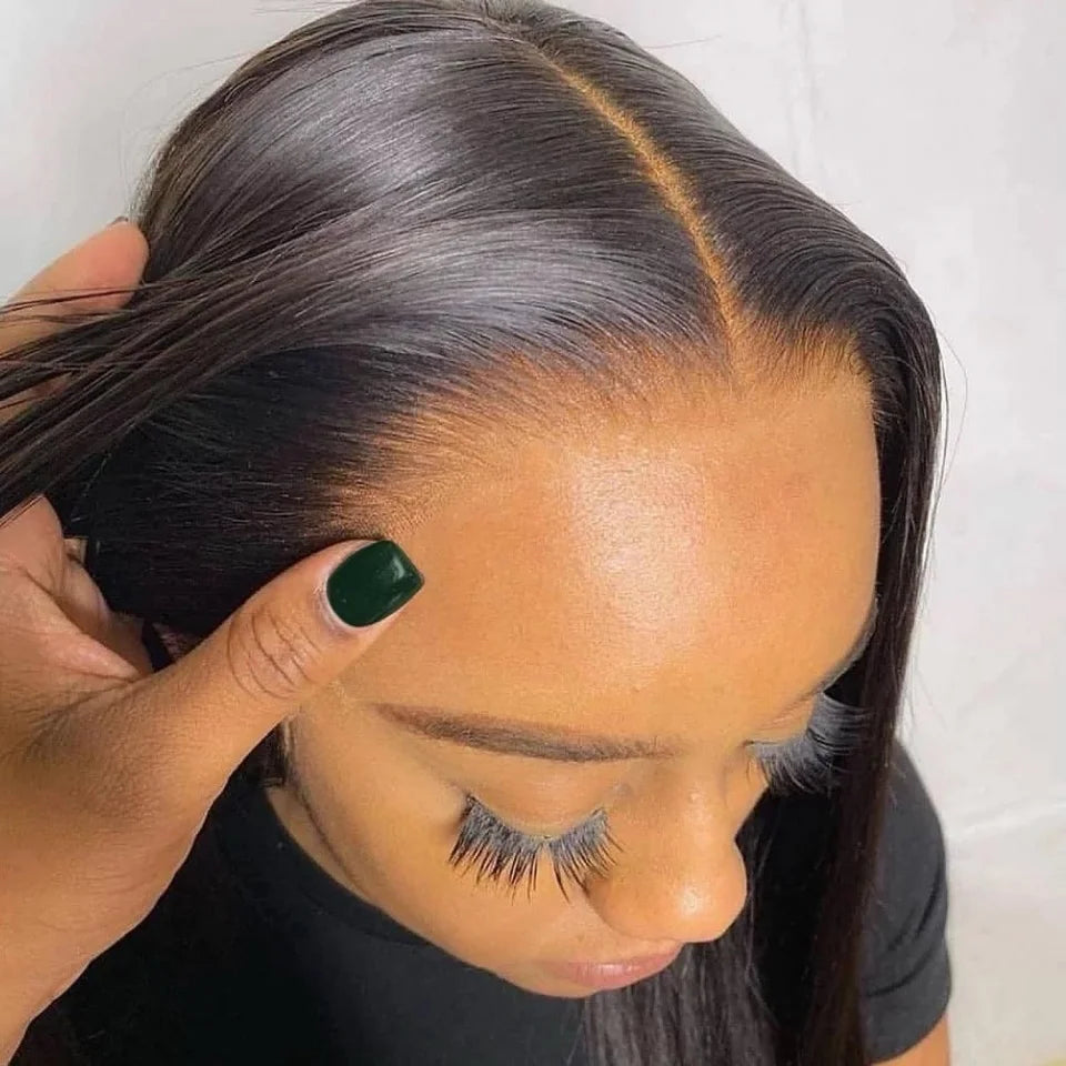 Wear and Go 5x5 HD Lace Closure Wigs Human Hair Glueless Wigs Human Hair Pre Plucked Pre Cut 200 Density Straight Human Hair Wig for Beginners with Baby Hair Natural Black