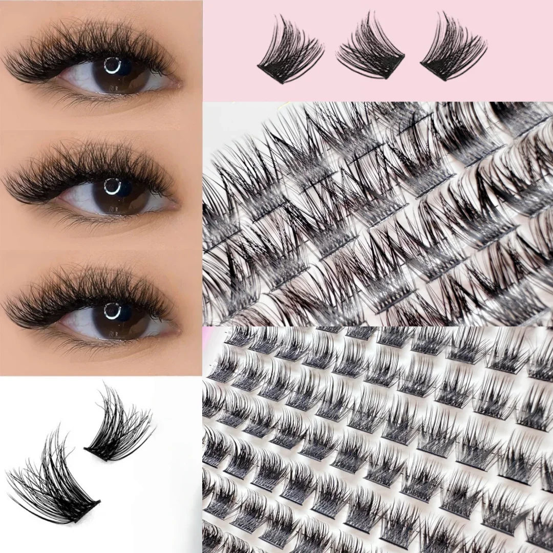 Lash Clusters DIY Extension Kit for Home, Waterproof Strong Hold Lash Bond & Seal with Tweezers