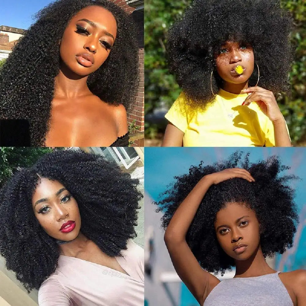 Afro Kinky Curly Human Hair Bundles Extensions 100g/PC Indian Remy Hair Natural Color Double Weft 1/3/5Pcs Set Full End